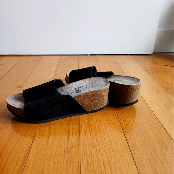 Black Suade Wedge Sandals - Picture 5 of 5